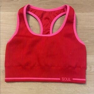 Soul Cycle- Large Sports Bra- Red & Pink - Ribbed Material